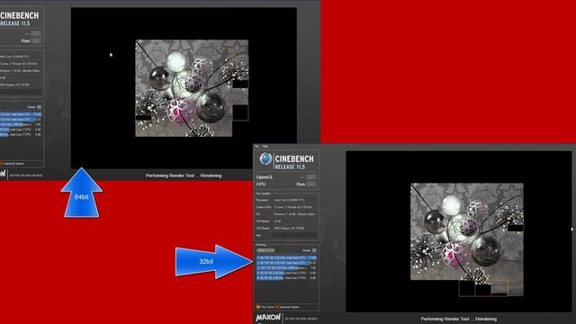32 vs 64 bit CINEBENCH benchmark смотреть онлайн