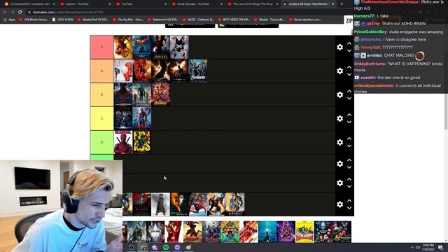 xQc All Superhero Movies Tier List Maker смотреть онлайн