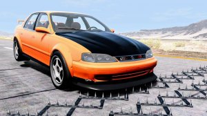 Массовые автомобильные аварии с разбивкой по полосам с шипами #120 – BeamNG Drive