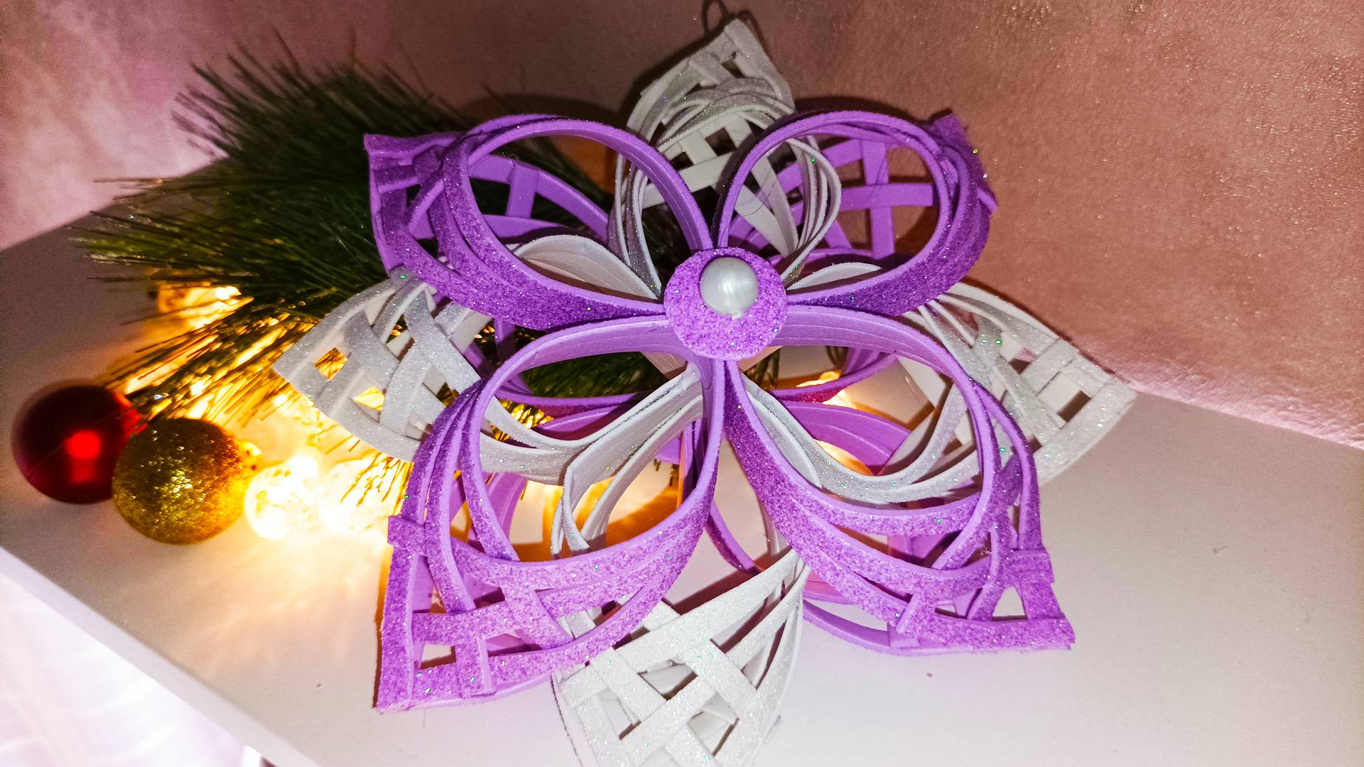 Поделка снежинка из фоамирана своими руками. Игрушка на ёлку. смотреть онлайн