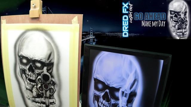 GO AHEAD MAKE MY DAY Airbrushed skull Art смотреть онлайн