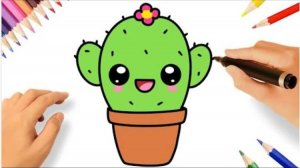 КАК ЛЕГКО НАРИСОВАТЬ МИЛЫЙ КАКТУС 🌵❤️