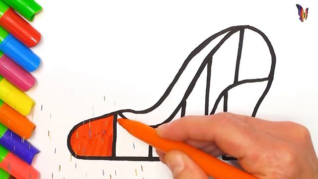 Как нарисовать туфлю. Рисуем обувь для раскрашивания смотреть онлайн