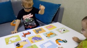 Синий трактор на ферме. Собираем пазл для малышей , животные .