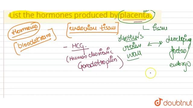 List the hormones produced by placenta. | 11 | CHEMICAL COORDINATION AND INTEGRATION | BIOLOGY |... смотреть онлайн