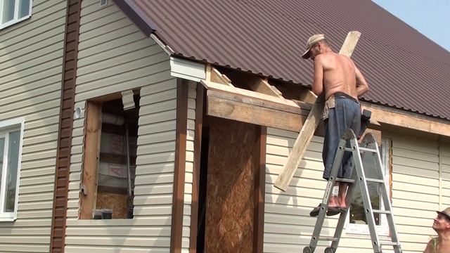 Сделали навес над входом дома - бани перед уездом. смотреть онлайн