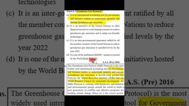Upsc Cse Pre 2016 Greenhouse Gas Protocol