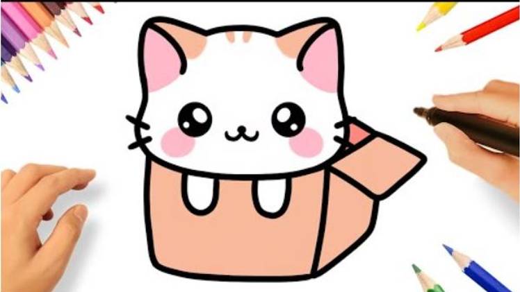 КАК НАРИСОВАТЬ МИЛОГО КОТА KAWAII В КОРОБКЕ ЛЕГКО ПОШАГОВО смотреть онлайн