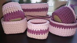 Корзинка с деревянным дном Из трикотажной пряжи