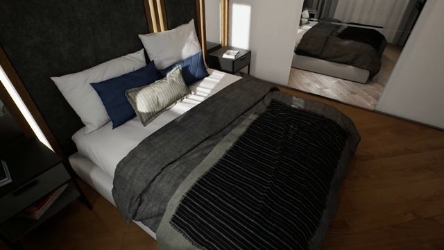 Unreal Engine 4. Architectural Visualization Interiors. Gorod. Bedroom. Video Walktrough