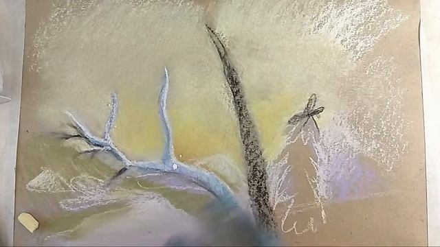 Рисуем зимний пейзаж сухой пастелью! смотреть онлайн