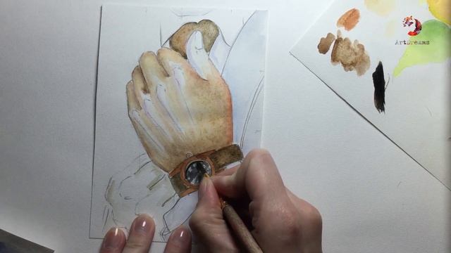 Как нарисовать РУКУ акварелью? смотреть онлайн