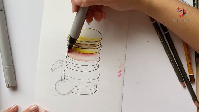 Рисуем пирожное МАКАРУНИ маркерами! смотреть онлайн