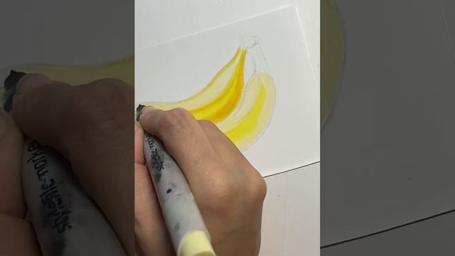 Рисуем связочку спелых бананов! Быстрый пошаговый рисунок смотреть онлайн