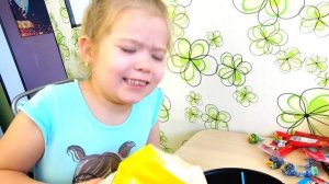 Lera and a cake made of harmful sweets for mom's birthday