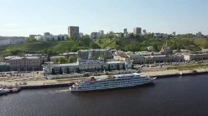 Речной вокзал Нижнего Новгорода и теплоход «Александр Пушкин», техн. кадры ☝️ с пульта управ. дроном