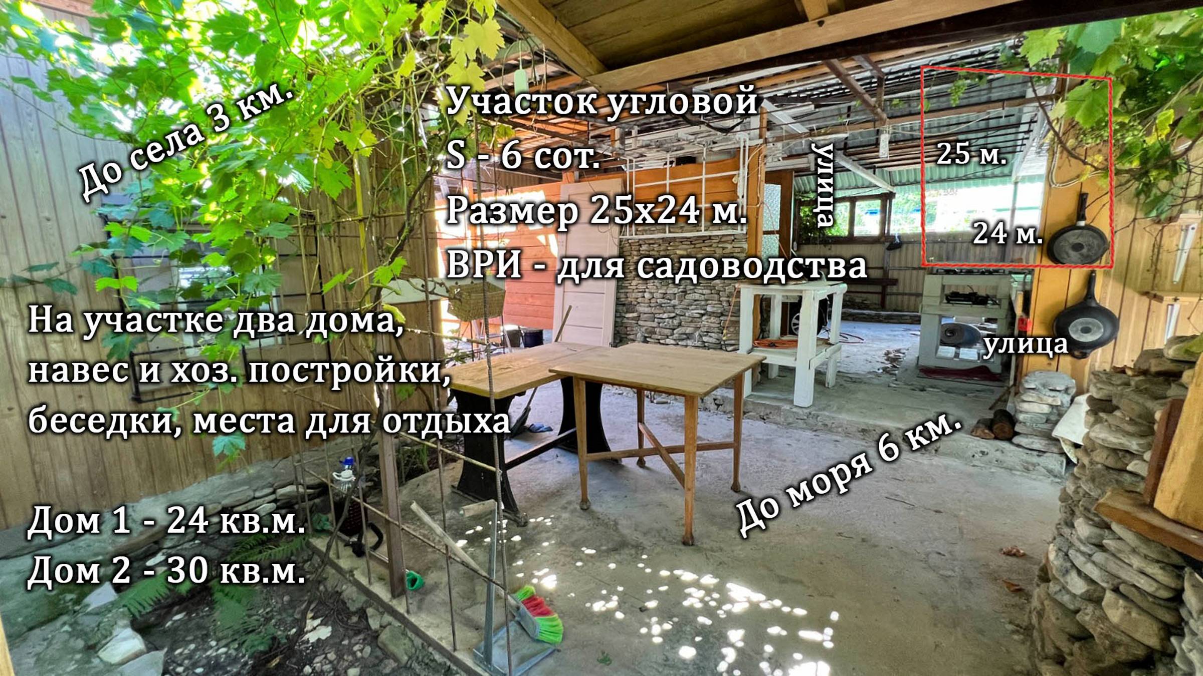 с. Архипо-Осиповка, СНТ"Урожай", участок 6сот. 2 домика 54 кв.м., тихое-спокойное место до моря 6км. смотреть онлайн