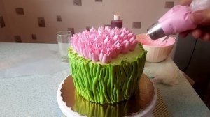 Торт Нежные тюльпаны(крем БЗК). /Cake tender tulips(protein custard).