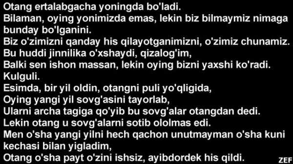 Eminem - Mockingbird, Uz tarjima, O'zbek tilida