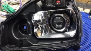 Nissan XTrail II T31 установка билед линз в отражатель