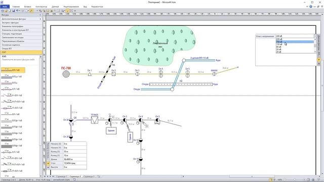 Трафареты Visio Поопорная схема ЛЭП