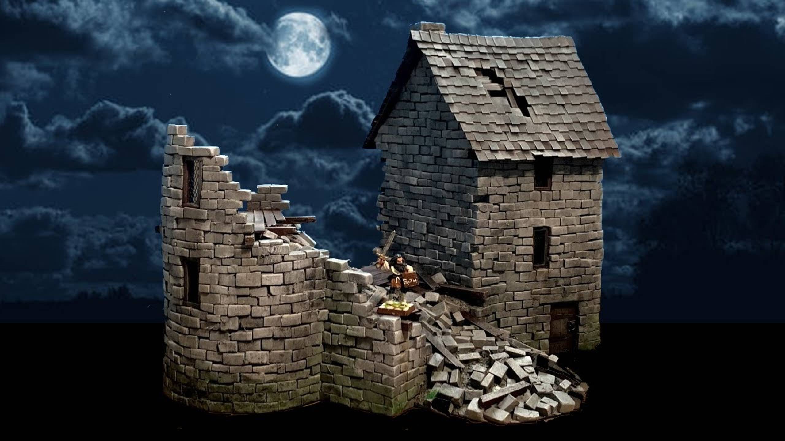 Warhammer OLD WORLD Terrain! - Collapsed Stone Towerhouse Tutorial For MORDHEIM, AOS, DND, Fantasy! смотреть онлайн
