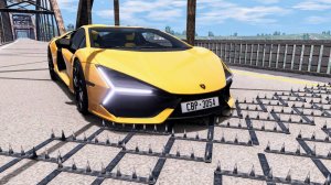 Массовые автомобильные аварии с шипами на полосе #106 – BeamNG Drive
