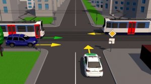 Разъезд транспорта на перекрестке, если главная дорога меняет свое направление.