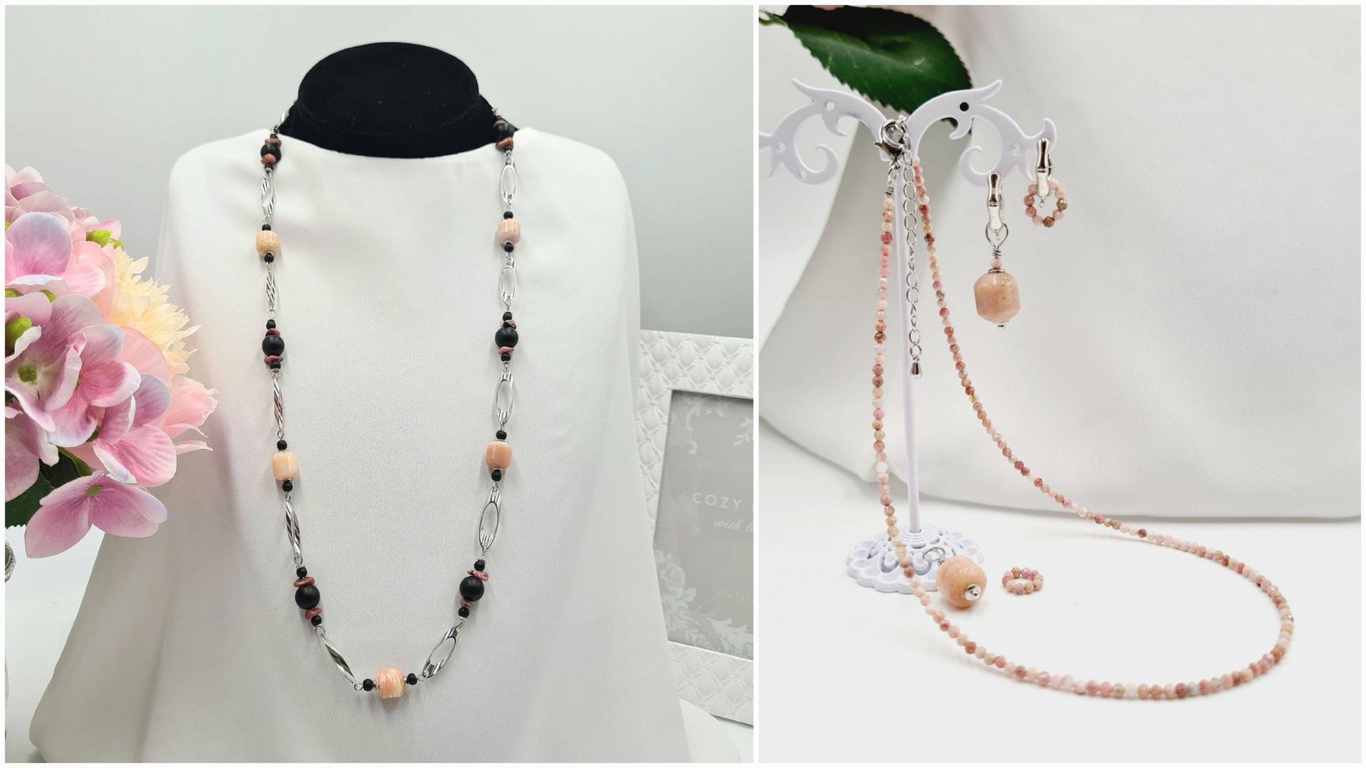 Украшения из розового опала, цепочки, родонита и шунгита. ПЕРЕДЕЛКА (завершение). смотреть онлайн