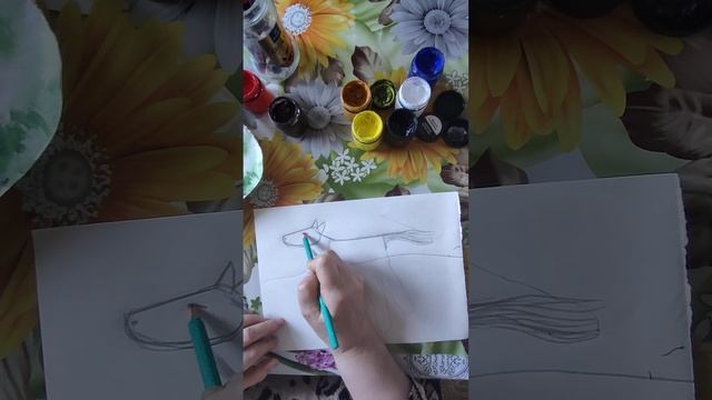 Рисунок из ладошки. Жеребенок. смотреть онлайн