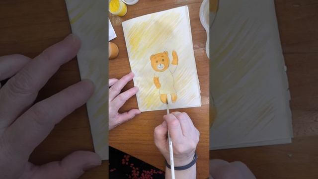 раскрашивание открытки с медвежонком. смотреть онлайн