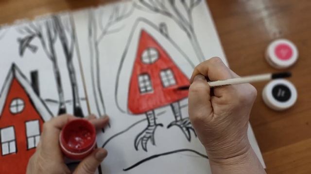 Домик Бабы Яги. Закрашивание смотреть онлайн