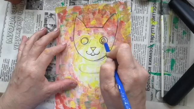 начало рисунка Умный кот смотреть онлайн