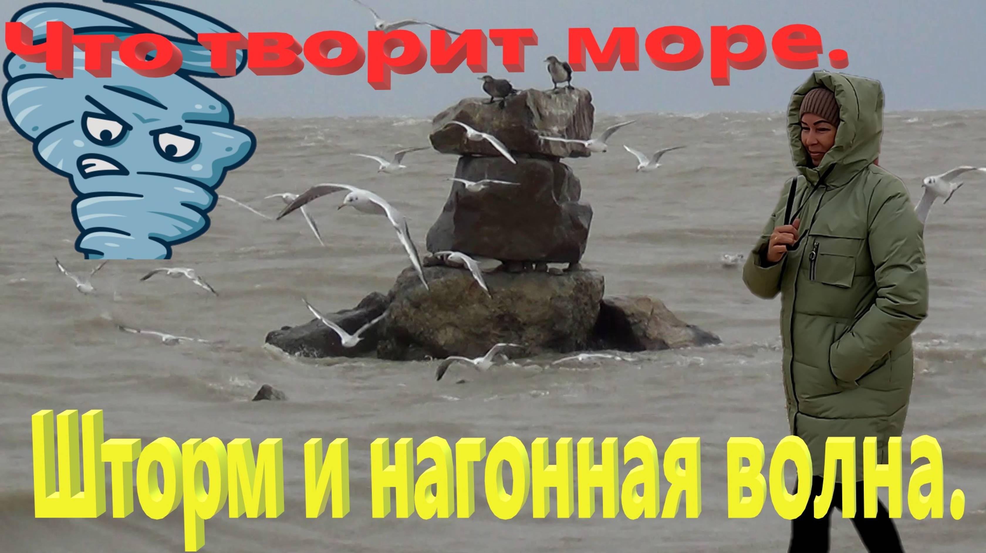 Шторм и нагонная волна. Что творит Азовское море. Ейск. смотреть онлайн