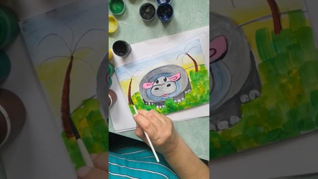Бегемотик. Итоговое закрашивание. смотреть онлайн