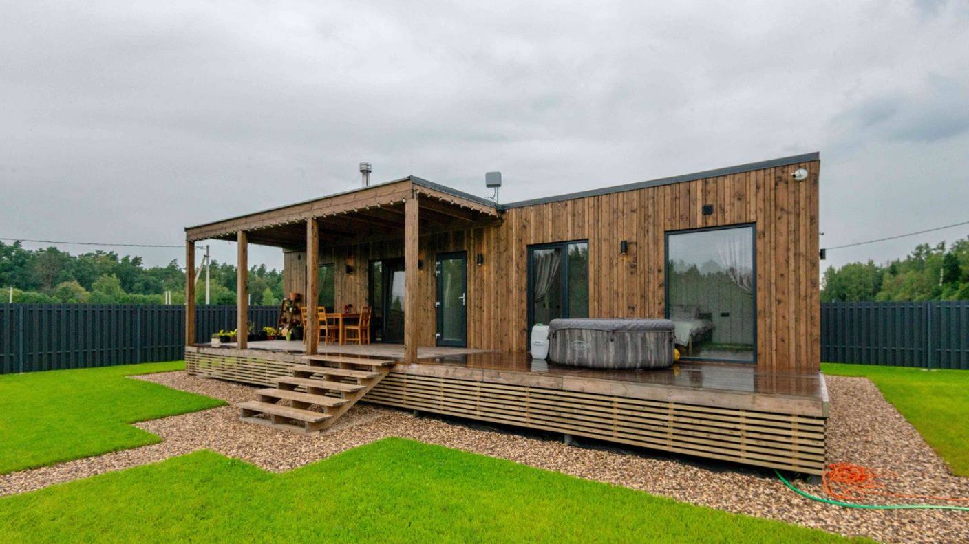 Модульный дом 64 кв.м. 5 модулей с плоской кровлей! SPmodul