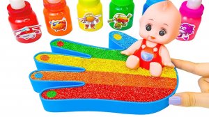 Любимые мультики АСМР для самых маленьких. Пупс и ванна из слайма. Игрушки развивающие.