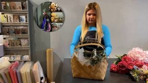 Работа с оазисом. Корзина с цветами