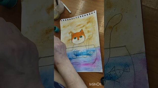 закрашивание котика с аквариумом смотреть онлайн