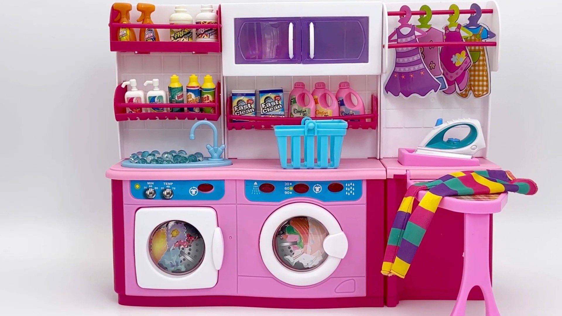 Набор мебели для кукол «Прачечная». Мультики для малышей. Развивающие игрушки. смотреть онлайн