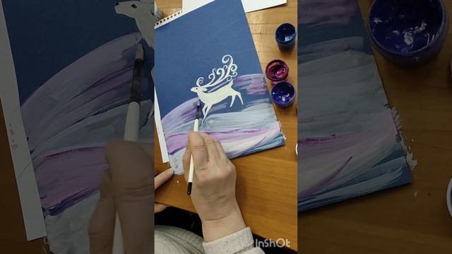 Раскрашивание зимнего оленя смотреть онлайн
