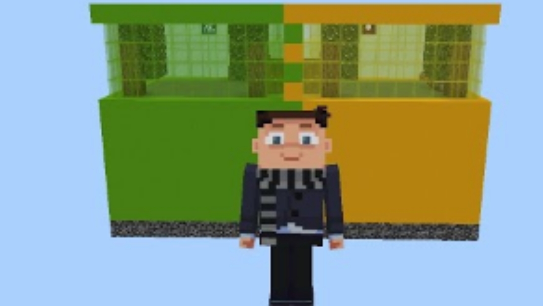 Зелёный против жолтова в майнкрафт