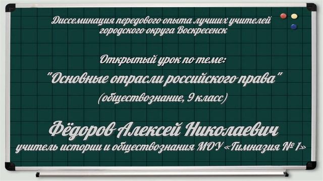 Фёдоров А. Н. Урок обществоведения «Основные отрасли российского права». смотреть онлайн