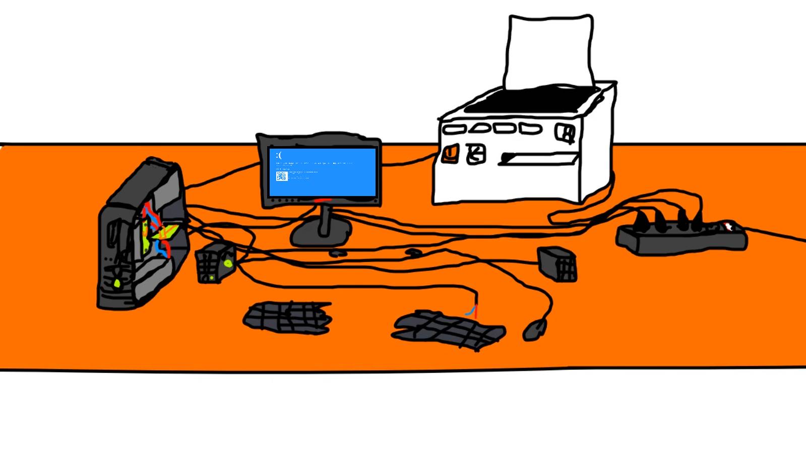 Злой офисный работник ломает компьютер DELL