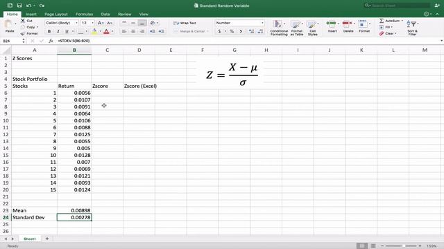 Standarding - Z Scores in Excel смотреть онлайн