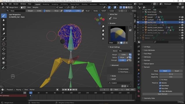 13. Part  Adding the character mesh to the Armature