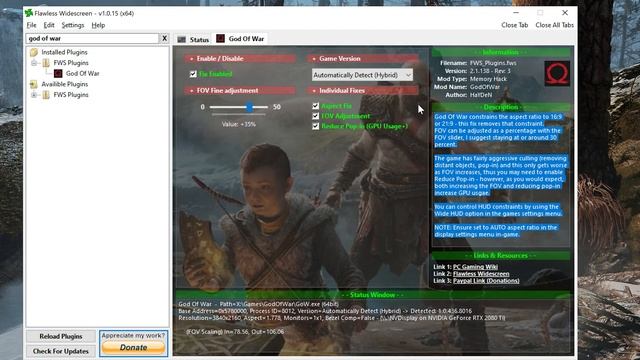 Testing God of War FOV FIX & LOD Boost with FlawlessWideScreen Application смотреть онлайн