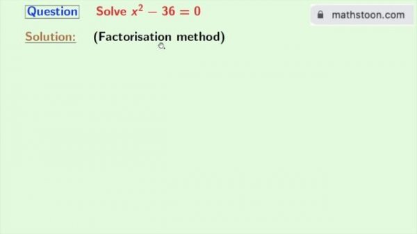 Solve x^2-36=0 (Two Methods) || Solve x2-36=0