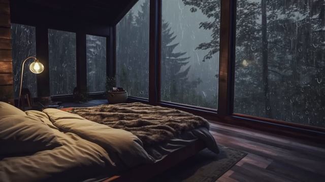 Шум дождя за окном уютной спальни. Белый шум. Для сна, чтения, учебы смотреть онлайн