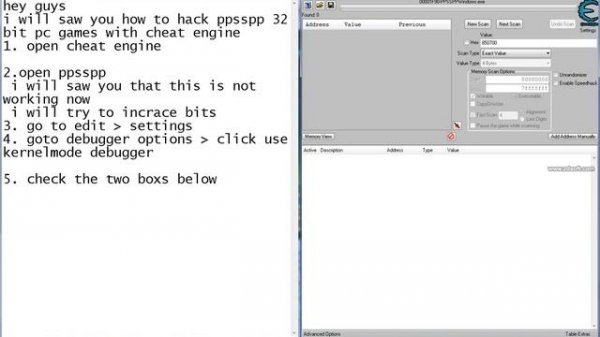 how to hack ppsspp 32 bits pc with cheat engine